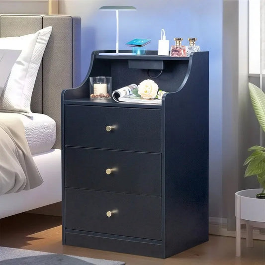 3 Drawer Nightstand with USB