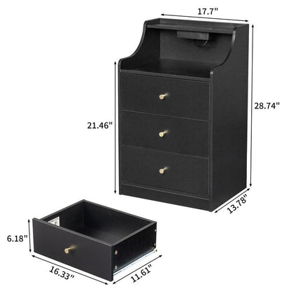 3 Drawer Nightstand with USB