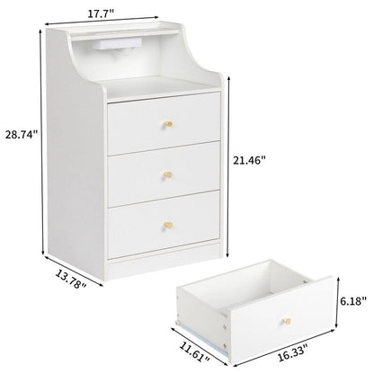 3 Drawer Nightstand with USB