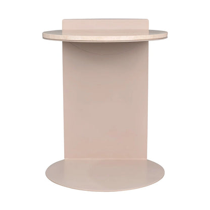 Javier 20 Contemporary Natural Marble/Metal Handmade C-Shaped End Table, Beige/Pink Beige, by JONATHAN Y.