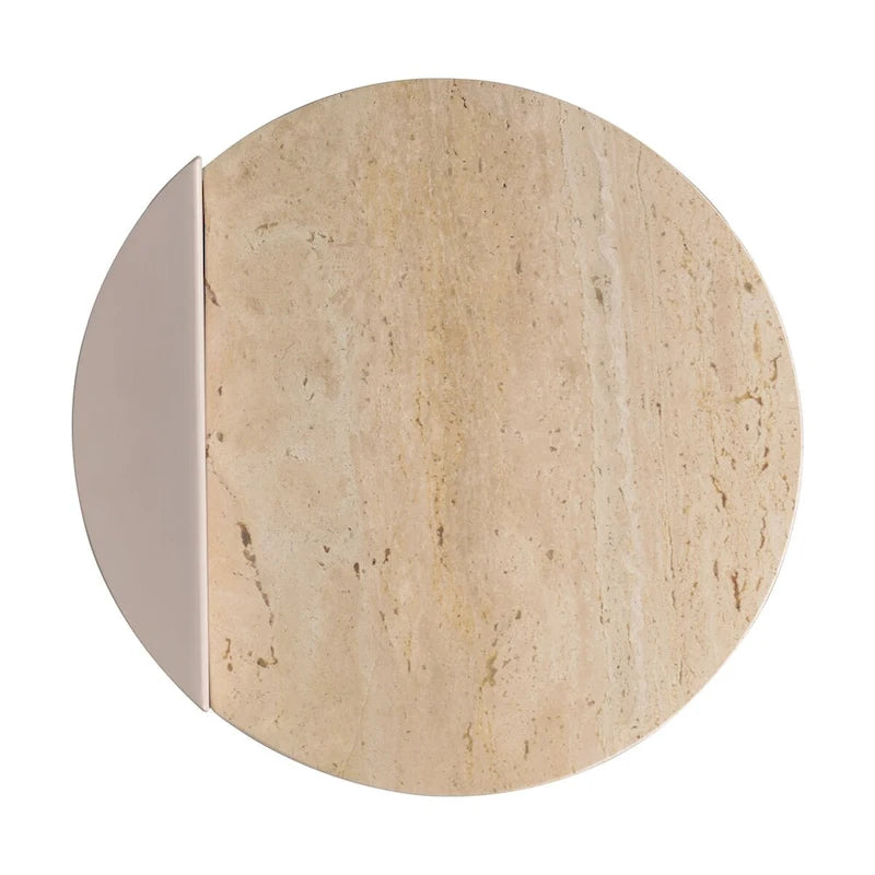 Javier 20 Contemporary Natural Marble/Metal Handmade C-Shaped End Table, Beige/Pink Beige, by JONATHAN Y.