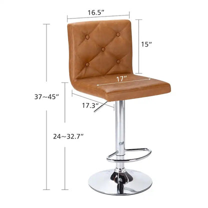 Javlergo Bar Stools Set of 2 Adjustable Swivel PU Leather Barstools with Back and Footrest