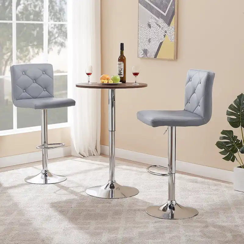 Javlergo Bar Stools Set of 2 Adjustable Swivel PU Leather Barstools with Back and Footrest