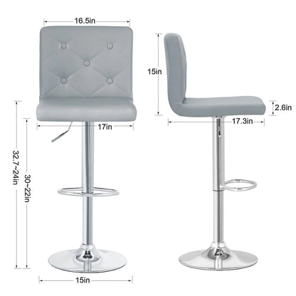 Javlergo Bar Stools Set of 2 Adjustable Swivel PU Leather Barstools with Back and Footrest