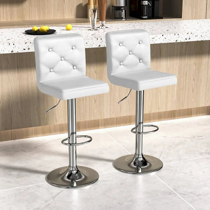 Javlergo Bar Stools Set of 2 Adjustable Swivel PU Leather Barstools with Back and Footrest