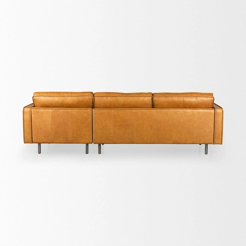 D'Arcy Tan Leather Chaise Sectional - 72.8L x 39.4W x 33.9H