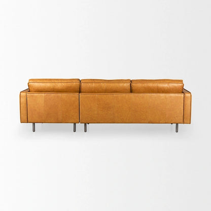 D'Arcy Tan Leather Chaise Sectional - 72.8L x 39.4W x 33.9H
