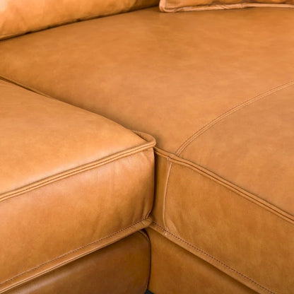 D'Arcy Tan Leather Chaise Sectional - 72.8L x 39.4W x 33.9H
