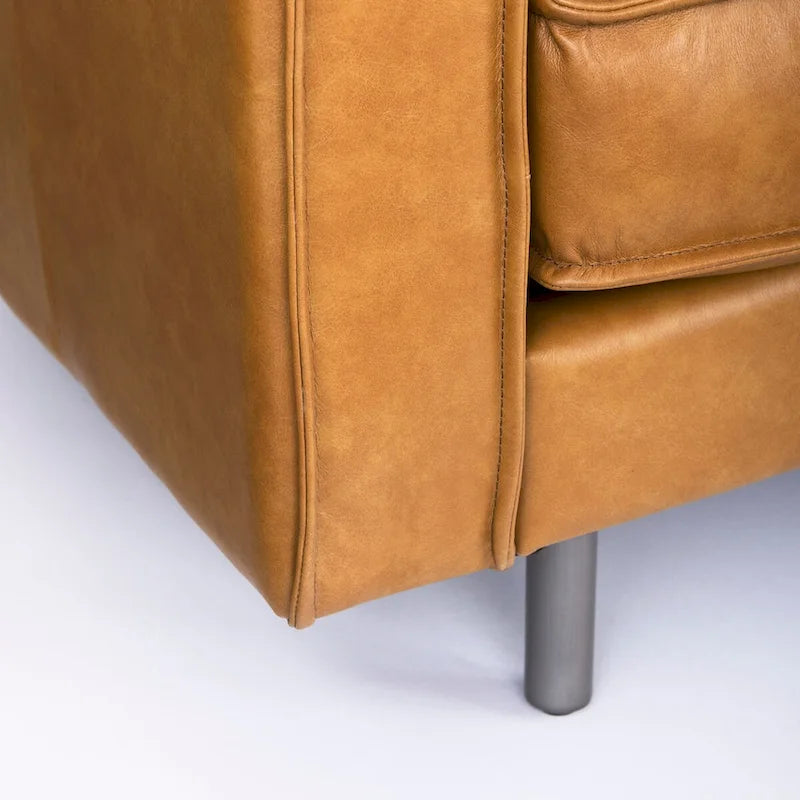 D'Arcy Tan Leather Chaise Sectional - 72.8L x 39.4W x 33.9H