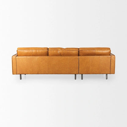 D'Arcy Tan Leather Chaise Sectional - 72.8L x 39.4W x 33.9H