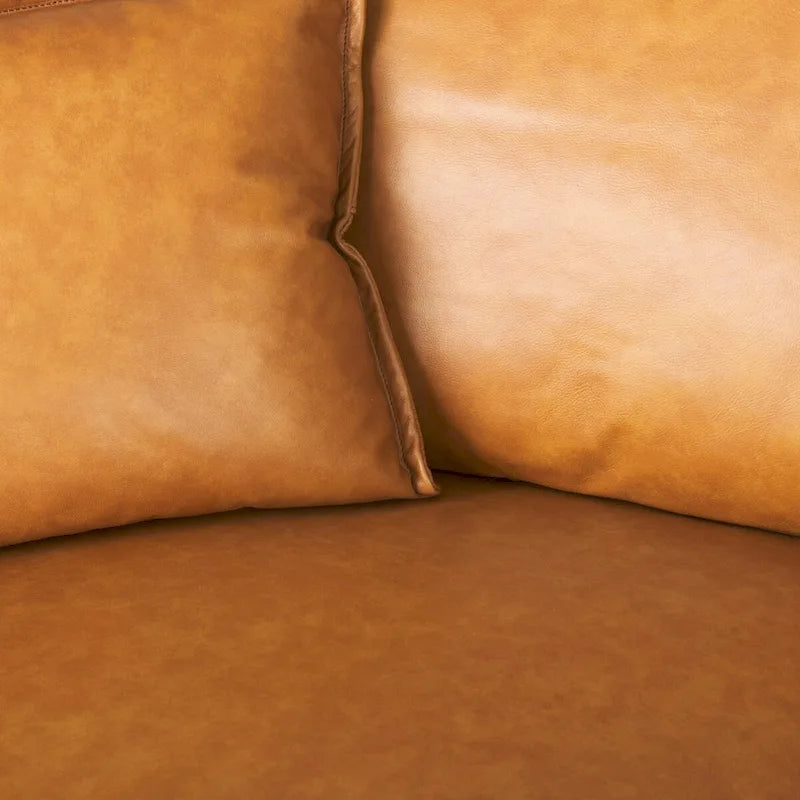 D'Arcy Tan Leather Chaise Sectional - 72.8L x 39.4W x 33.9H