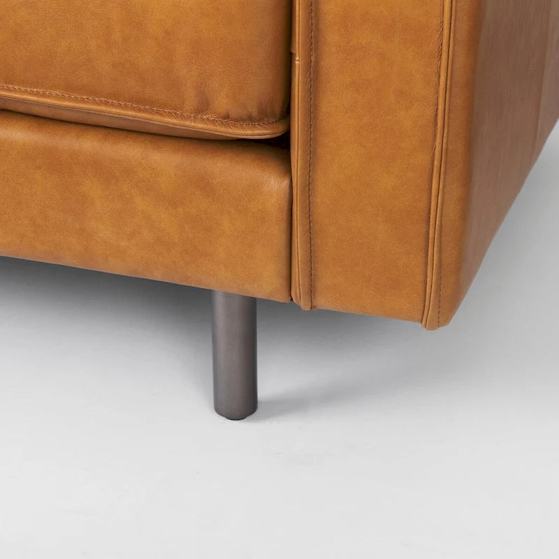 D'Arcy Tan Leather Chaise Sectional - 72.8L x 39.4W x 33.9H