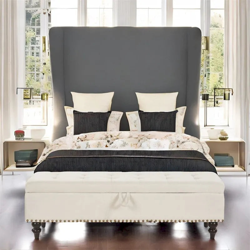 59 Bed Bench Ottoman with Storage Fabric