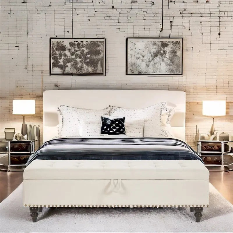 59 Bed Bench Ottoman with Storage Fabric