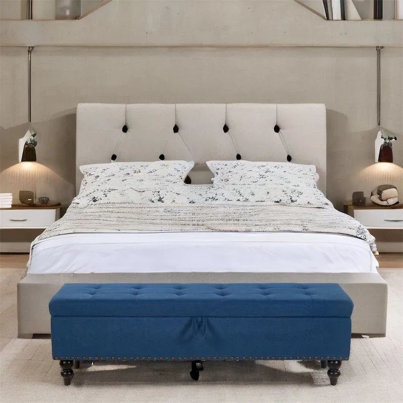 59 Bed Bench Ottoman with Storage Fabric