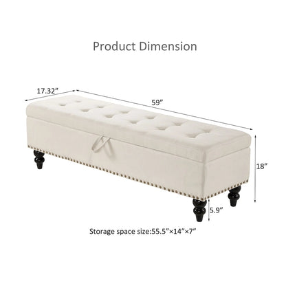 59 Bed Bench Ottoman with Storage Fabric