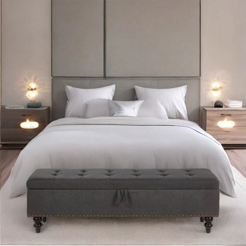 59 Bed Bench Ottoman with Storage Fabric