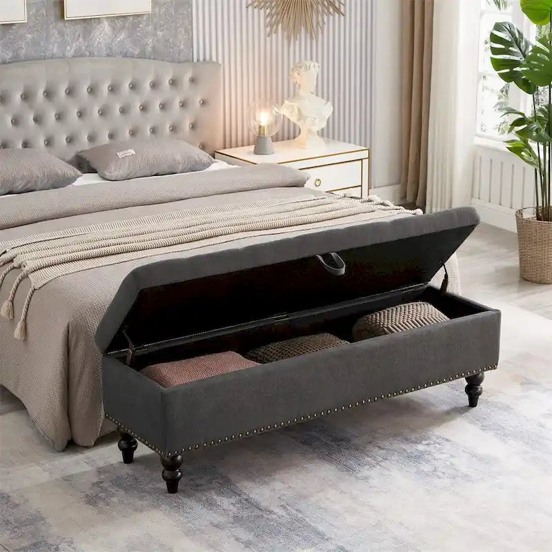 59 Bed Bench Ottoman with Storage Fabric