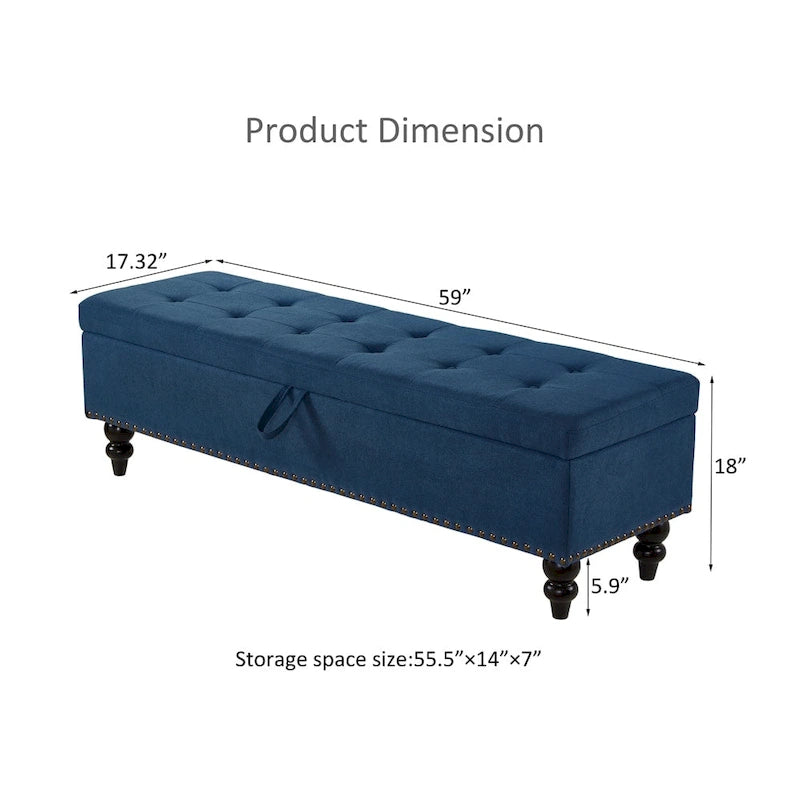 59 Bed Bench Ottoman with Storage Fabric