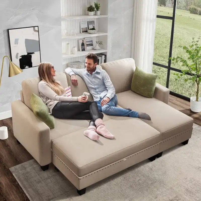81 Reversible Sectional Couch with Storage Chaise L-Shaped Sofa
