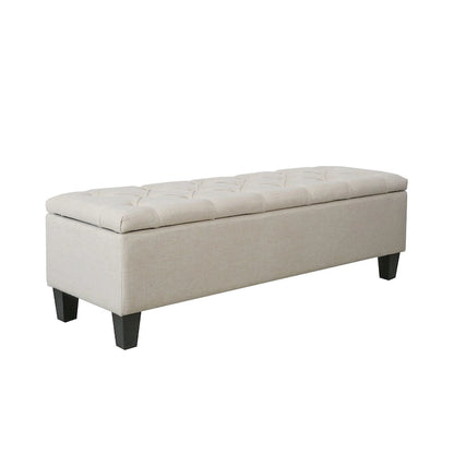 Porthos Home Vero Fabric Flip Top Button Tufted Storage Bench