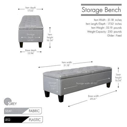 Porthos Home Vero Fabric Flip Top Button Tufted Storage Bench