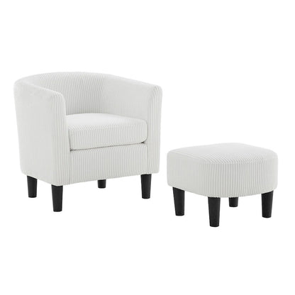 Modern Fabric Upholstered Accent Chair with Ottoman Foot Rest
