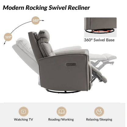 Alberto Mordern Genuine Leather Power Recliner with USB Charging Port by HULALA HOME