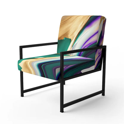 Designart Purple, Green And Gold Bold Strokes I Upholstered Modern & Contemporary Accent Chair and Modern Arm Chair