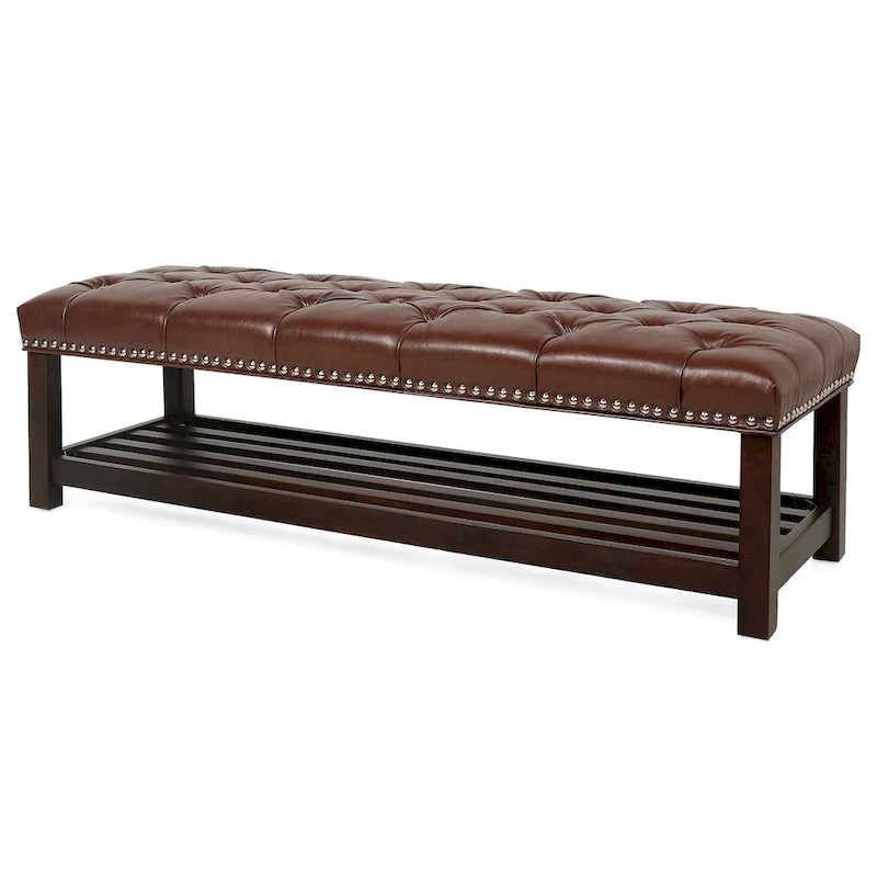 Wooden Base Upholstered Bench for Bedroom for Entryway