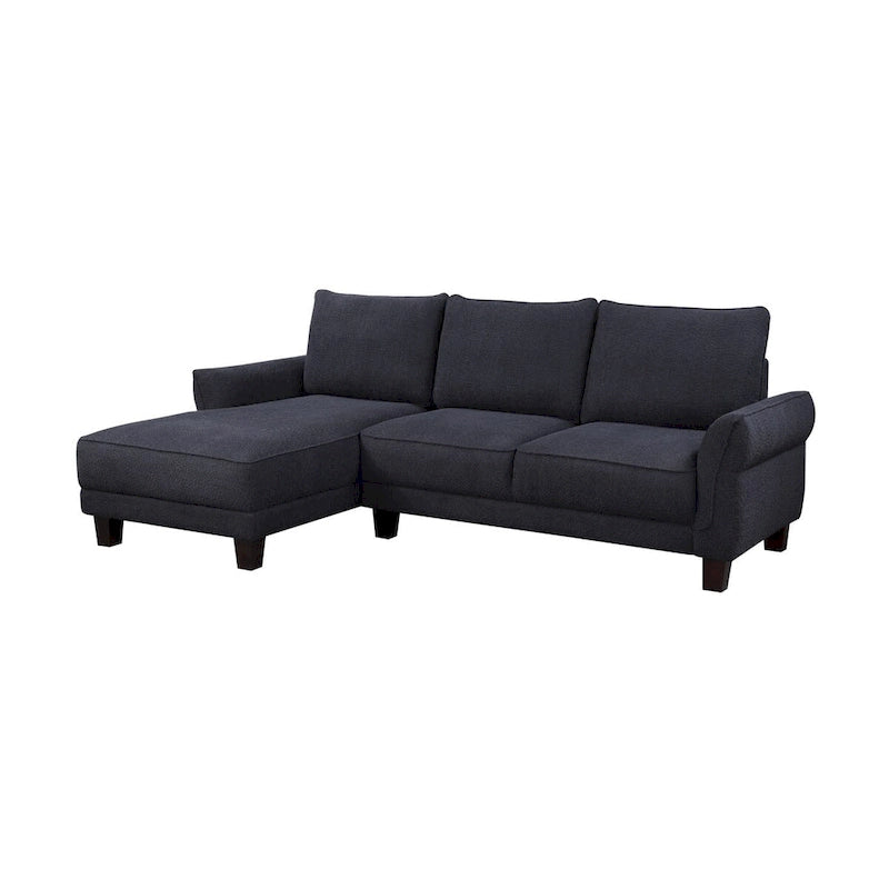 Belle Black Sherpa Sectional Sofa with Left-facing Chaise - 96W x 59D x 34.5H