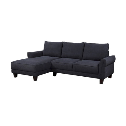 Belle Black Sherpa Sectional Sofa with Left-facing Chaise - 96W x 59D x 34.5H