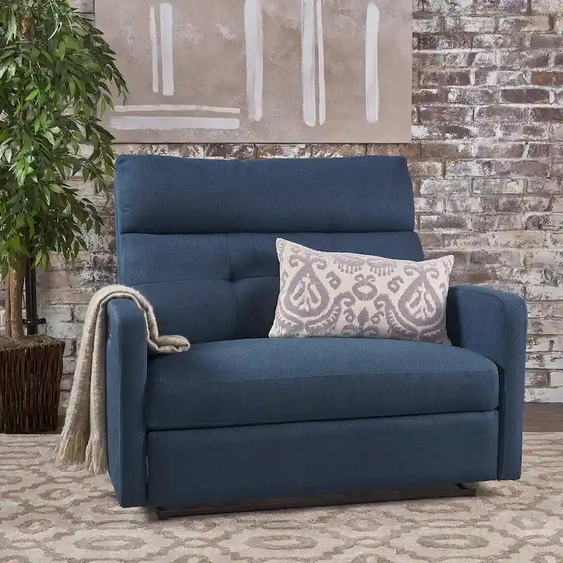 Modern Fabric Double Seat Recliner Chair with Plush Cushions by Christopher Knight Home