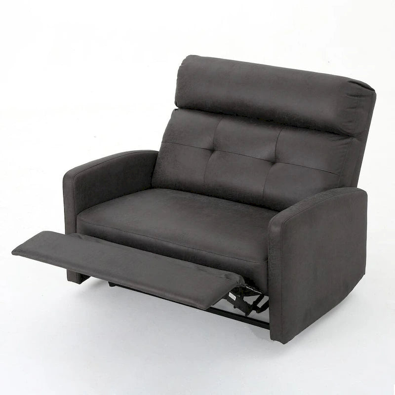 Modern Fabric Double Seat Recliner Chair with Plush Cushions by Christopher Knight Home