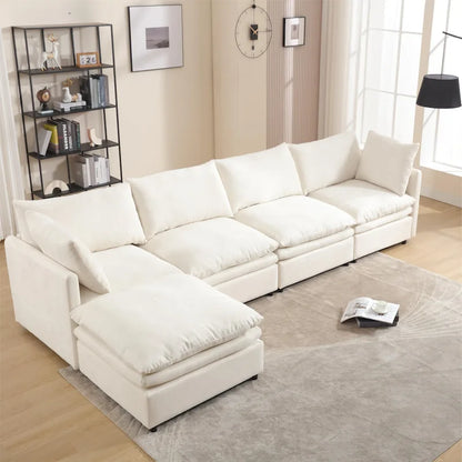 Modern Upholstered Sectional Sofa with Chaise Lounge