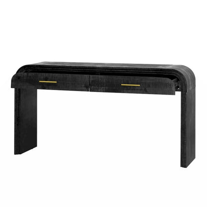 Unique Retro Silhouette Console Table with Open Style, Two Top Drawers