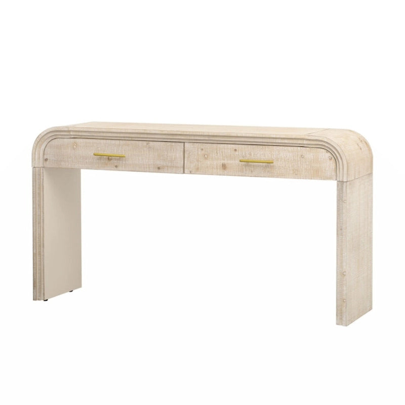 Unique Retro Silhouette Console Table with Open Style, Two Top Drawers