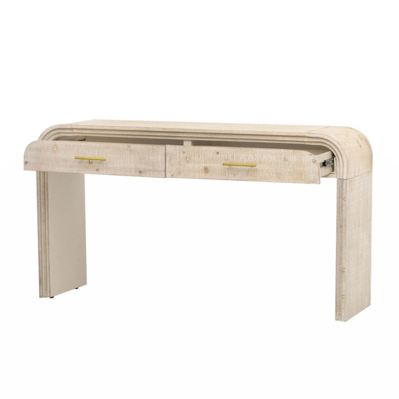 Unique Retro Silhouette Console Table with Open Style, Two Top Drawers