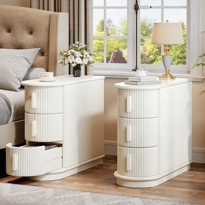 3-drawer Solid Wood ChairSide End Table for Living RoomSet of 2)