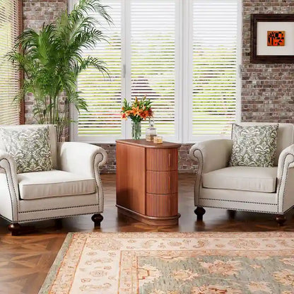 3-drawer Solid Wood ChairSide End Table for Living RoomSet of 2)