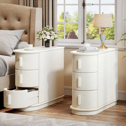 3-drawer Solid Wood ChairSide End Table for Living RoomSet of 2)