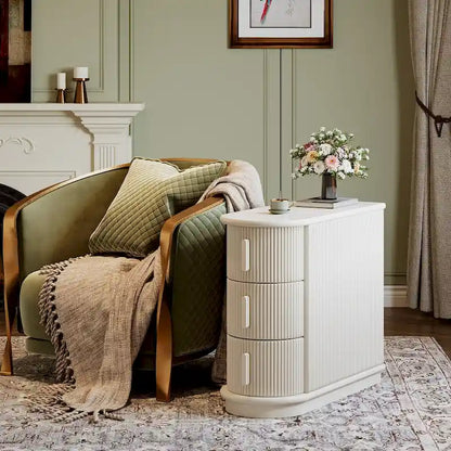 3-drawer Solid Wood ChairSide End Table for Living RoomSet of 2)