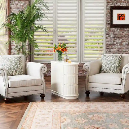 3-drawer Solid Wood ChairSide End Table for Living RoomSet of 2)