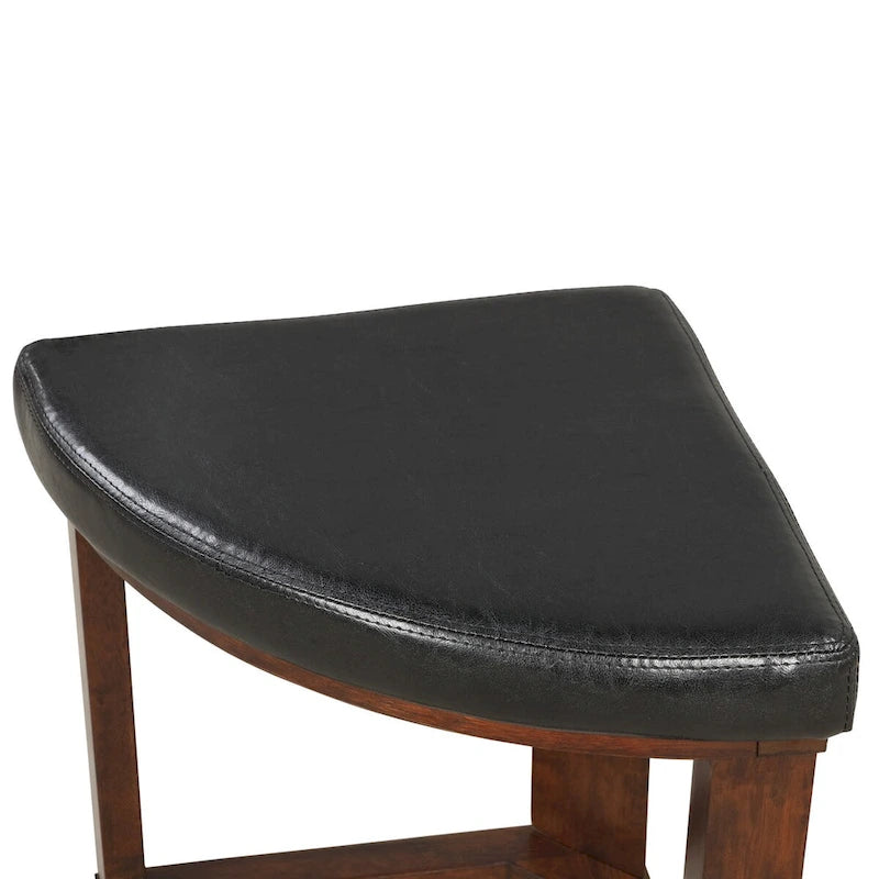 Solid Wood Glass Top Round Table Set, Coffee Table with 4 Stools