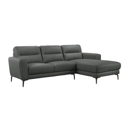 2 Piece Faux Leather Sectional Set with Metal Legs