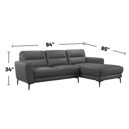 2 Piece Faux Leather Sectional Set with Metal Legs