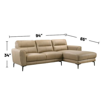2 Piece Faux Leather Sectional Set with Metal Legs