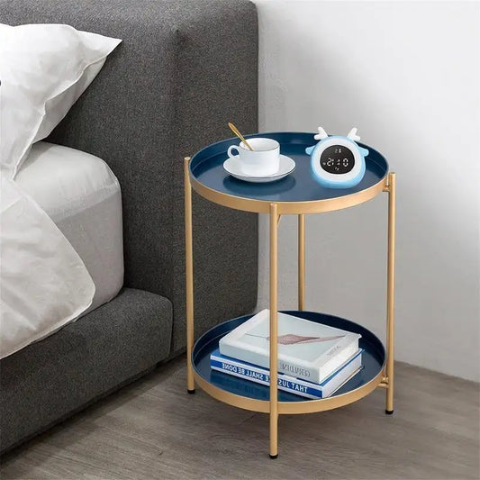 Table 2-Tier Metal Sofa Side Table - 15D x 15W x 20H