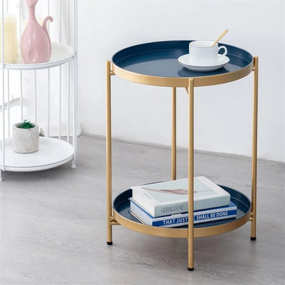 Table 2-Tier Metal Sofa Side Table - 15D x 15W x 20H