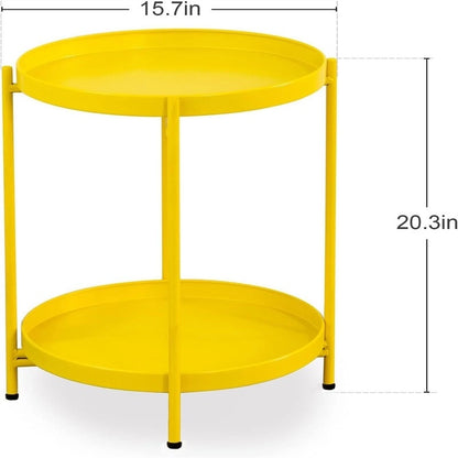 Table 2-Tier Metal Sofa Side Table - 15D x 15W x 20H